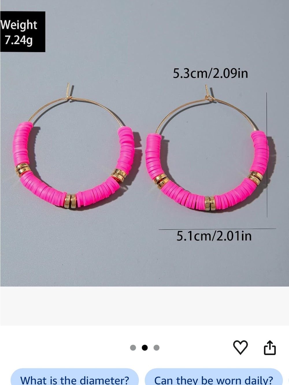 NWT Boho Gold Hoop Earrings with Bright Blue Disc Beads - Picture 4 of 4